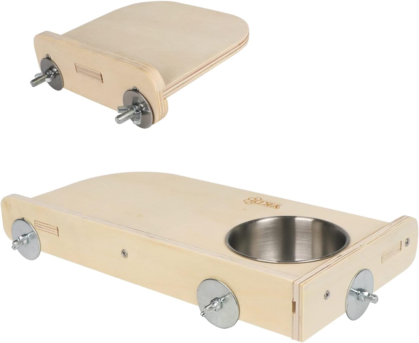 Chinchilla Wooden Platform Set, Pet Cage Platform with Feeding Bowl, Small Animals Cage Accessories for Chinchilla Squirrel Gerbil Suger Glider Hamsters (Feeding Platform + Small Platform)