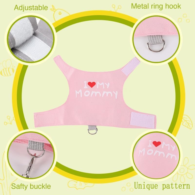 Small Animal Travel Backpack Carrier,Portable Bearded Dragon Bag for Sugar Glider,Hedgehog,Rat,Bunny,Rat,Outdoor Used (Pink, Carrier L+ I Leash)