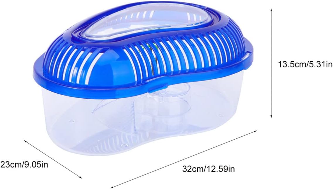 POPETPOP Turtle Tank with Lid : Plastic Tortoise Habitat with Basking Platform Transparent Reptile Tank for Turtle, 12.99x9.06x5.31 inch