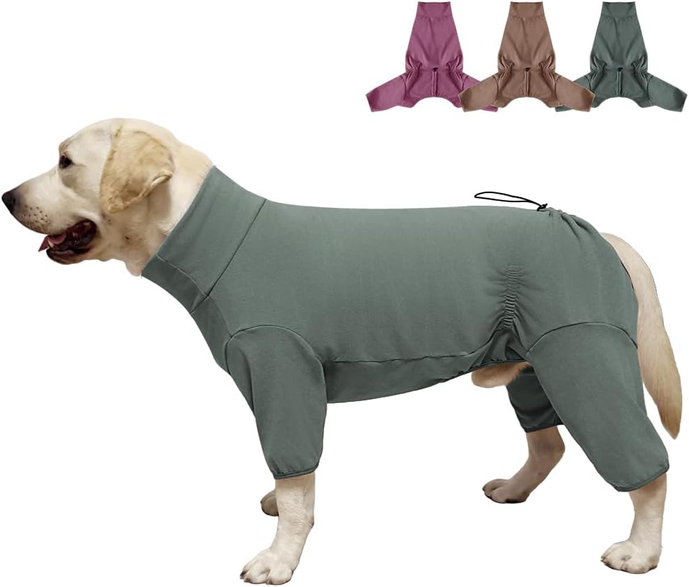Dog Pyjamas PJS Sweater Clothes and Home Clothing Suitable for Small to Medium Breeds of Dogs, Dog Neutering Suits, Extra-Large Stretch Fabric, Four-Legged Clothes(Thickened Green, XL)