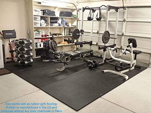 American Heavy Duty Stall Tiles - Thick, Durable Rubber Flooring - Solid Black 8' x 20' Set 1/2" Thick (40 Tiles Total)