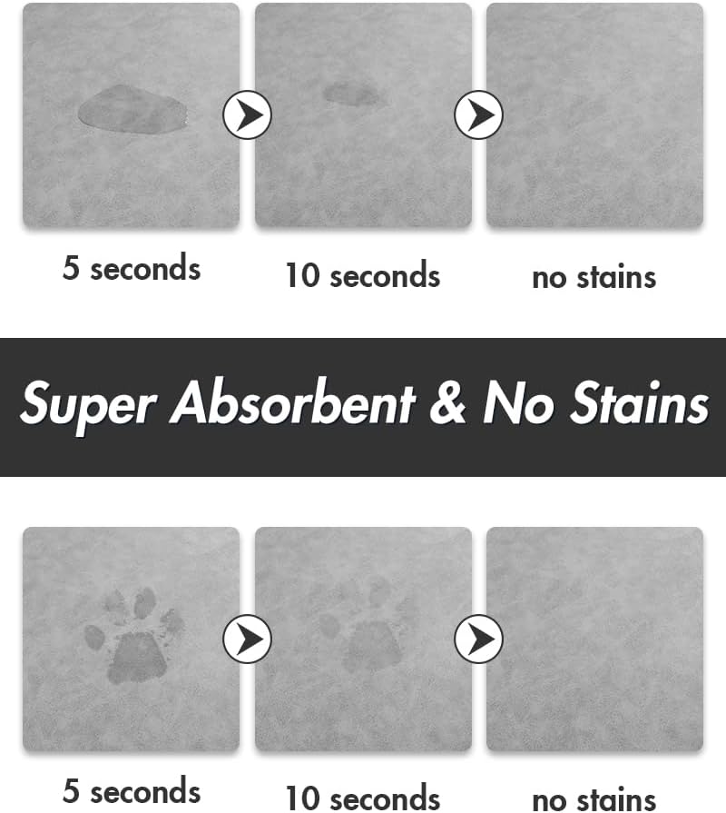 MontVoo-Absorbent Pet Feeding Mat-No Stains Pet Mat for Food and Water Bowl-Quick Dry Cat & Dog Food Mat Water Dispenser Mat-Pet Supplies Mat-Dog Water Bowl Mat for Messy Drinker Light Grey