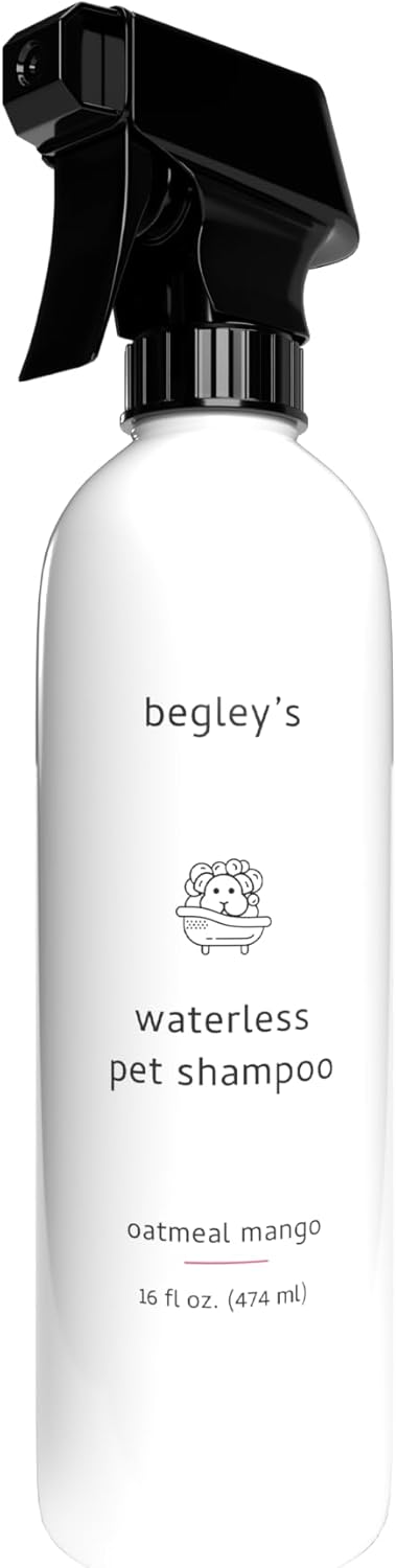 Begley's No Rinse Waterless Pet Shampoo, Bathless Cleaning, Deodorizing, and Odor Removal for a Shiny, Fresh Smelling Coat - Effective for Dogs, Puppies, and Cats - Fresh Oatmeal Mango Scent