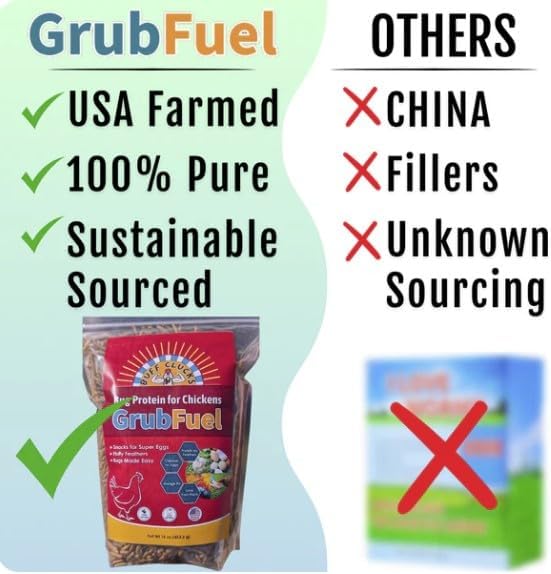 Grub Fuel Black Soldier Fly Larvae for Chickens - Nutrient Packed BSFL, Sustainably Sourced Snack for Poultry, Rich in Protein, Calcium, Fiber, Essential Fatty Acids, USA Grown (5LB)