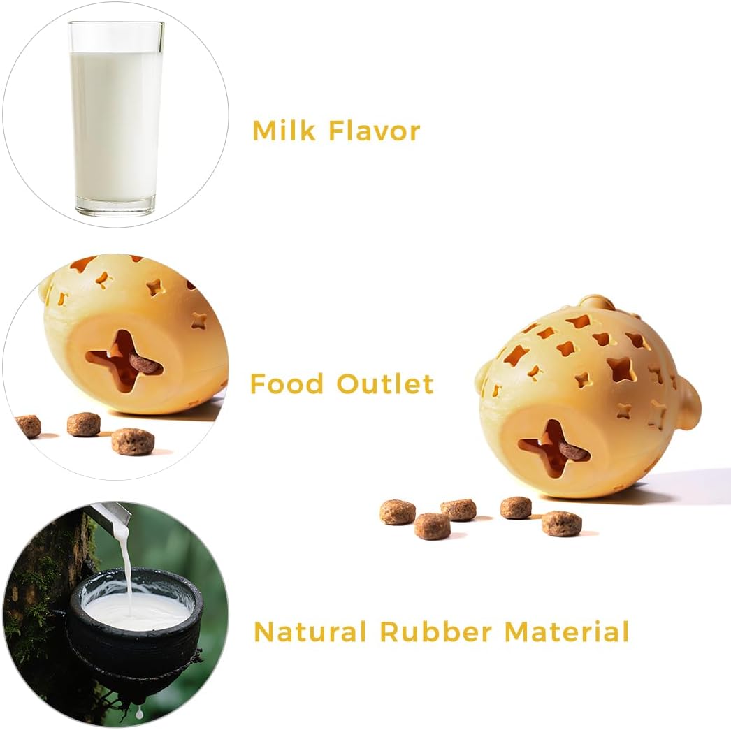 MewaJump Treat Dispenser Dog Toy Puzzle Rubber Chew Toys Treat Food Dispensing Toys for Teeth Cleaning Ball Interactive Enrichment Toys for Puppy, Small, Medium, Large Breeds - Not for Heavy Chewer