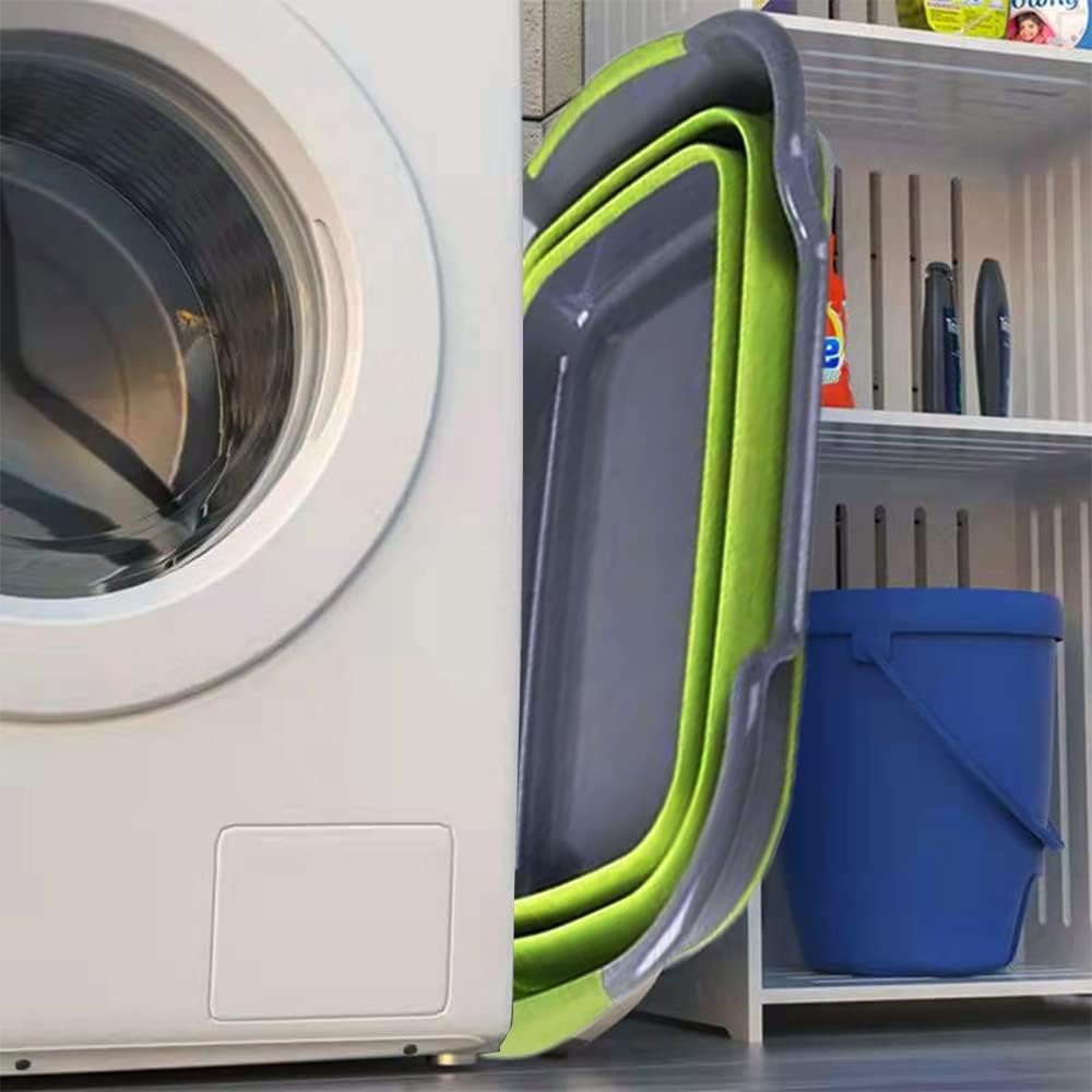 Multipurpose Collapsible Pet Bathtub with Drainage Hole for Puppy Small Dogs Cats, Portable Laundry Basket-Foldable Bathing Tub-Storage Organizer, 7.1 Gal/27L (Green,1)