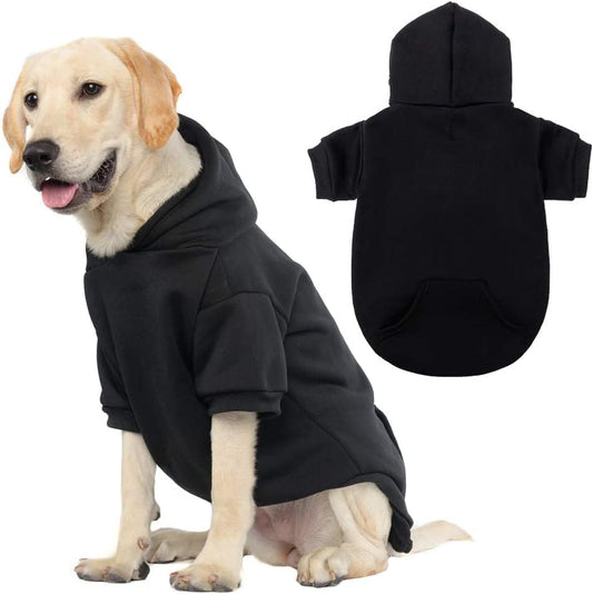 KOOLTAIL Basic Dog Hoodie - Soft and Warm Dog Hoodie Sweater with Leash Hole and Pocket, Dog Winter Coat, Cold Weather Clothes Sweatshirt for Small Medium Large Dogs Puppy Cat Boys Girls Black XL/XXL