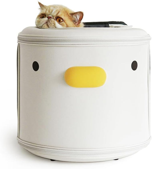 PURROOM Cat Carrier Backpack, Pet Backpacks for Carrying Small Dogs, Cute Design. Upper Cover & Side Ventilation Soft Mesh & Safety Straps. Used for Travel, Hiking, Car, Go to Vet, Outdoor.