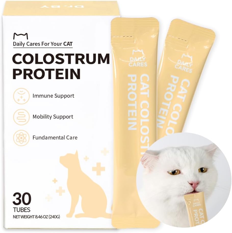 Dr.by Cat Colostrum Protein Cat Supplement Immune Support Muscle Growth, Gentle on Digestion for Kittens, Adult&Senior Cats with Goat Milk, Whey Protein Isolate, Colostrum Lickable Formula