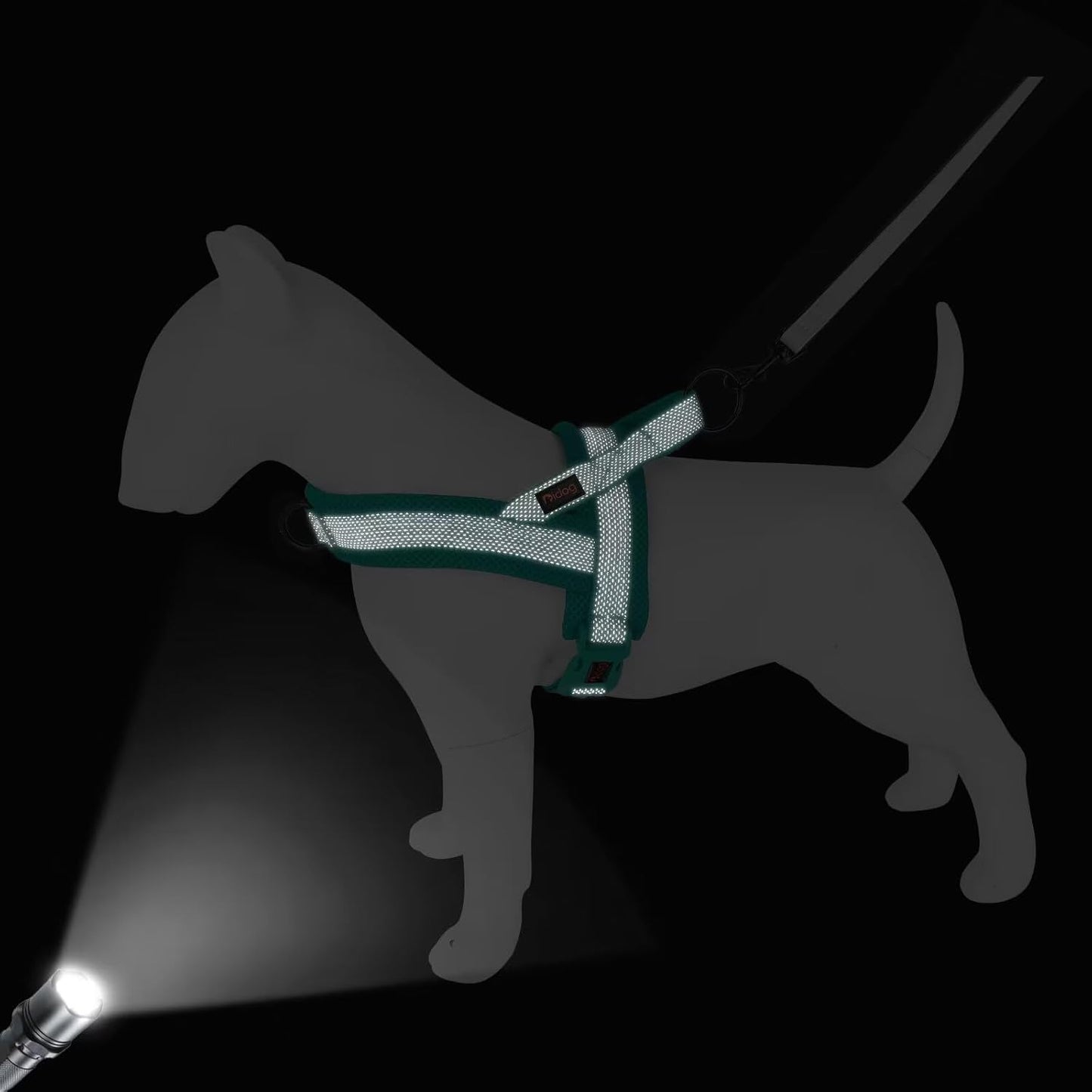 Didog No Pull Dog Harness with Breathable Mesh Padded, Full Reflective & Quick Fit Adjustable Vest Harness, Easy for Training Walking for Small & Medium and Large Dogs (Green, L:Chest 26-32")