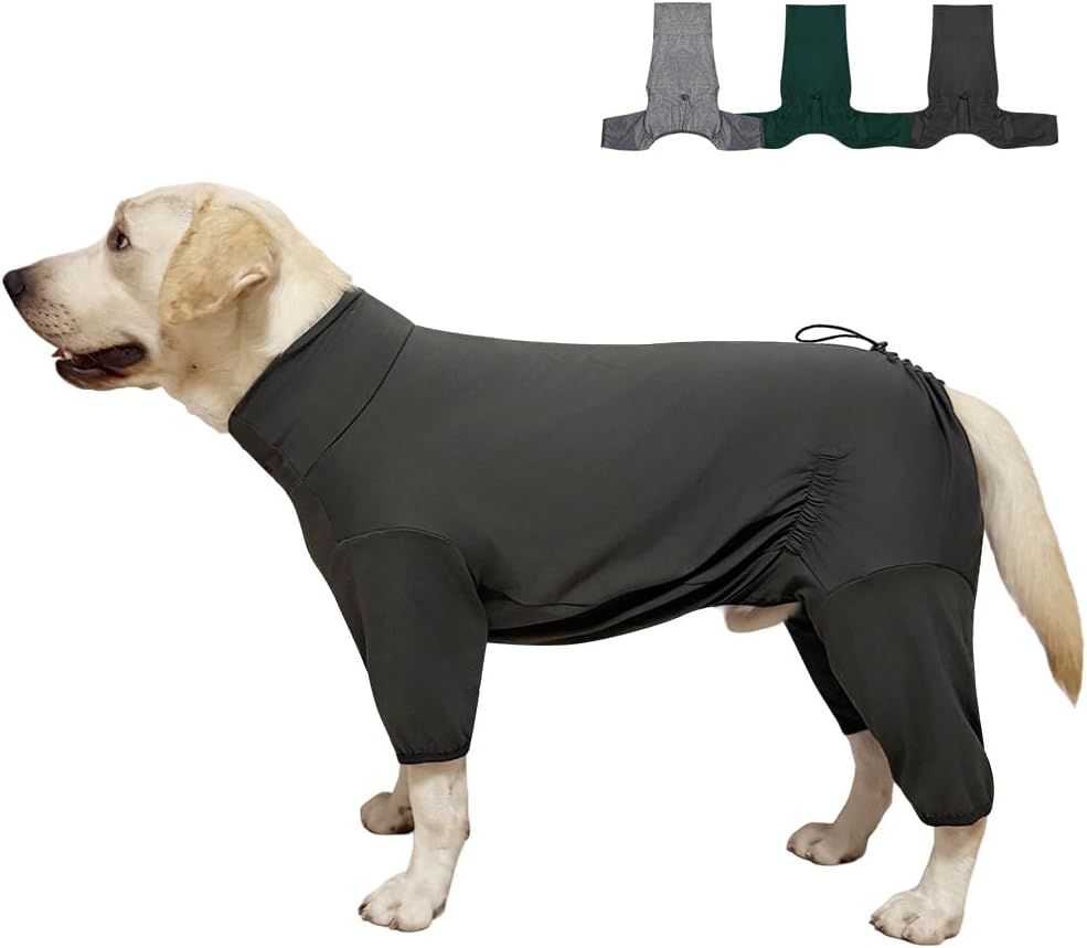 Dog Pyjamas PJS Sweater Clothes and Home Clothing Suitable for Small to Medium Breeds of Dogs, Dog Neutering Suits, Extra-Large Stretch Fabric, Four-Legged Clothes (Thin Dark Gray, XL)