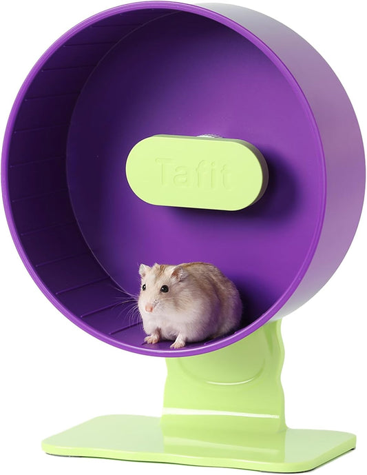 Silent Hamster Wheel 8.7 Inch Dual-Bearings Small Animals Quiet Running Exercise Wheels, Height Adjustable for Dwarf Hamsters, Gerbils, Mice, Hedgehog, or Other Small Pets, Grape Purple