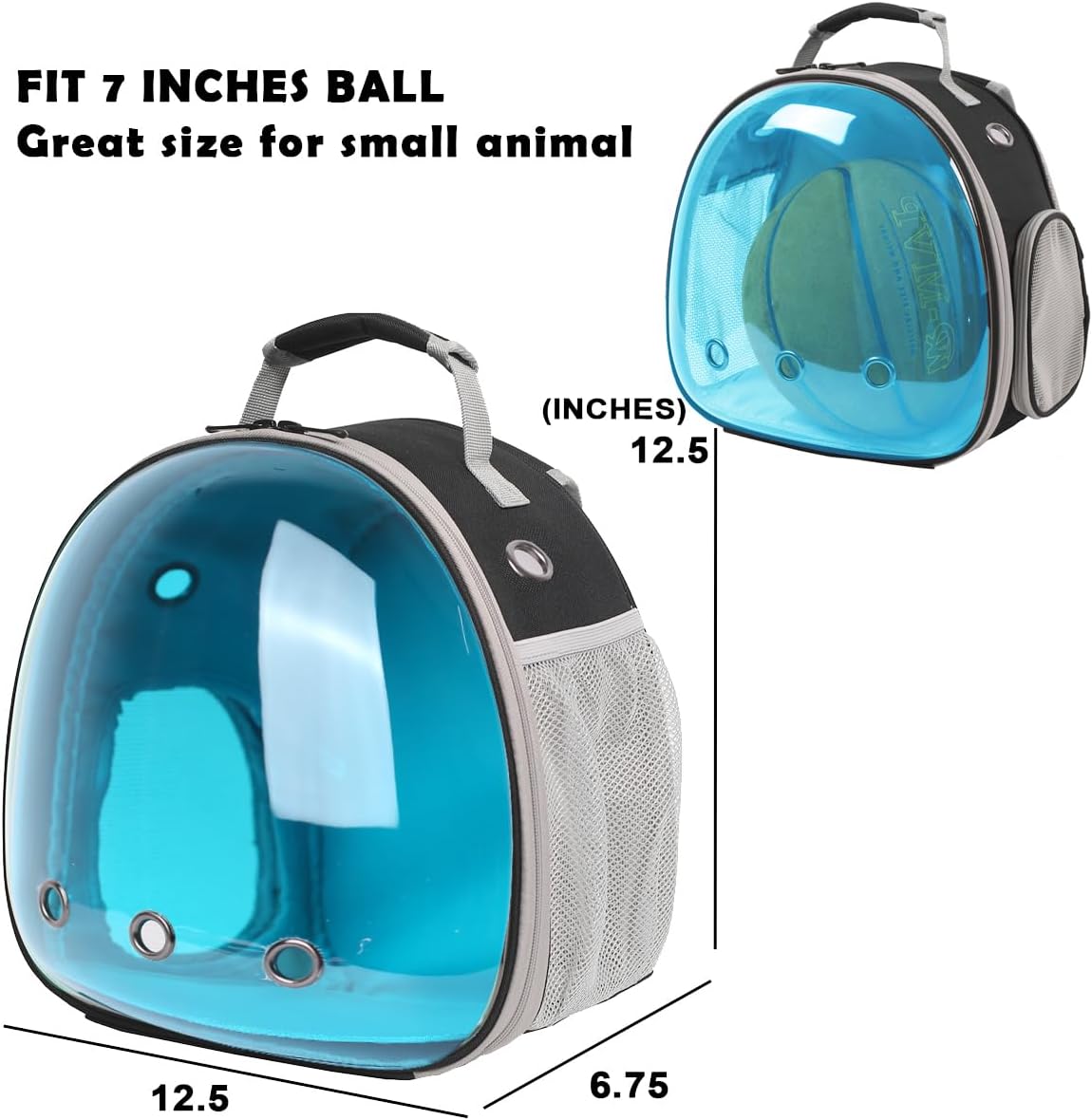 Guinea Pig Carrier, Guinea Pig Backpack with Clear Bubble Window (Black-Blue, Backpack)