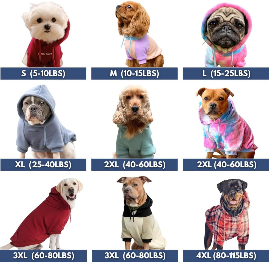 Spark Paws Dog Hoodie – Premium Dog Sweater for Small, Medium, and Large Dogs | Warm Outfits for French Bulldogs, Pitbull, Puppy, Winter Jacket Alternative - 90s Retro Sky Dye - XL