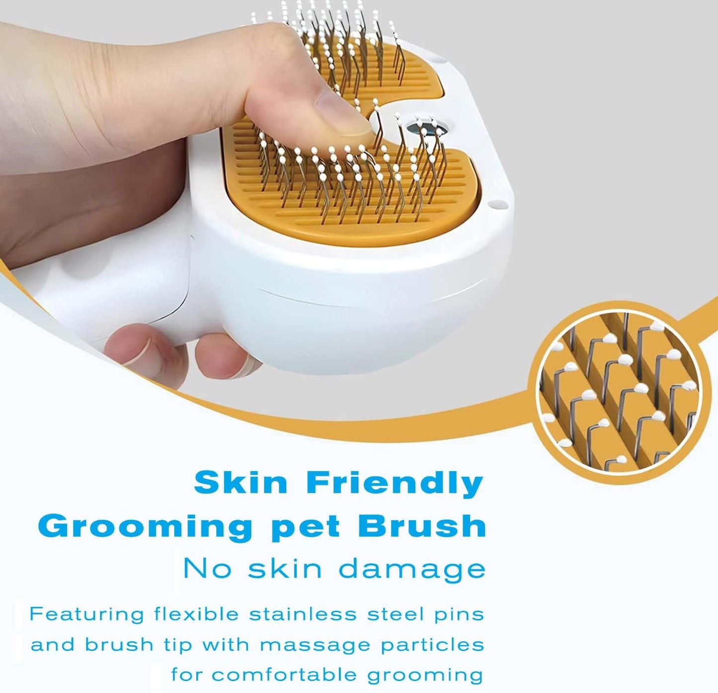 Pet Steam Brush for Dog & Cat – 3-in-1 Spray Hair Removal Comb – Steam Brush for Shedding & Grooming – Water for Long & Short Haired Pets – Spritz Defur Comb (White)