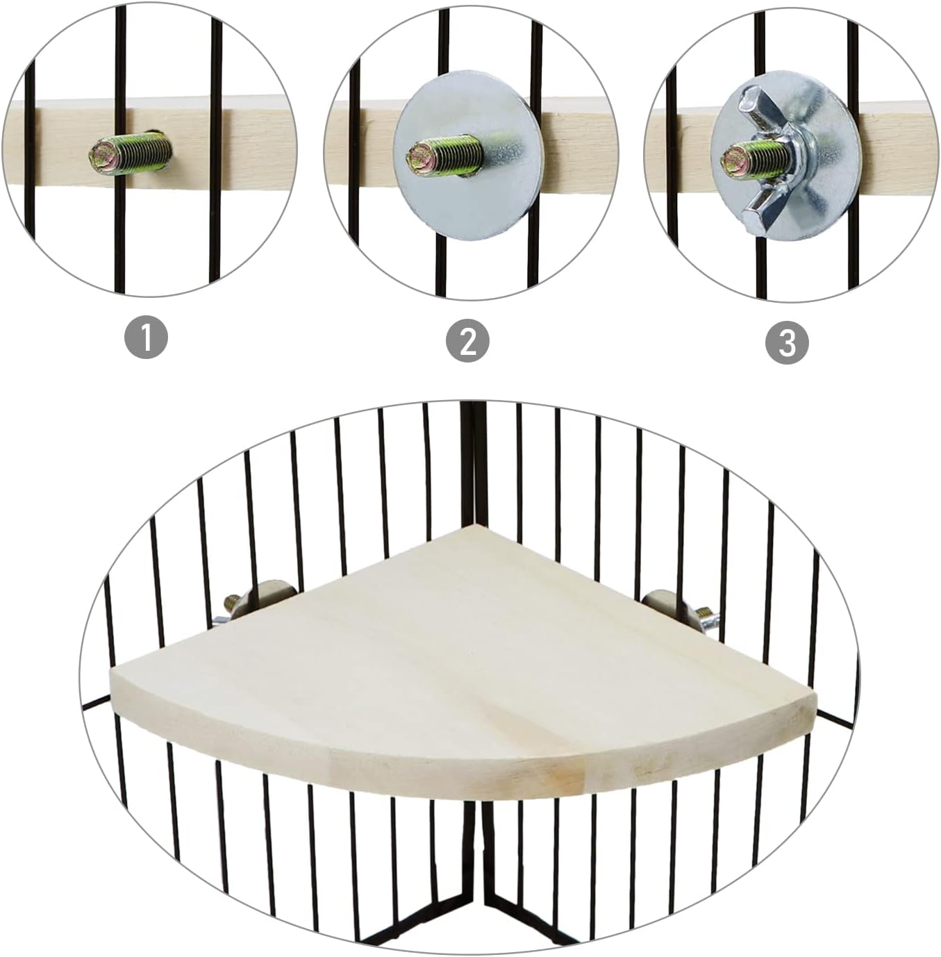 Wontee Bird Perch Stand 2 Pack Wooden Platform Corner Ledge for Budgies Cockatiels Conures African Greys Rats Gerbils Chinchillas Squirrels (S (5.1"x5.1")