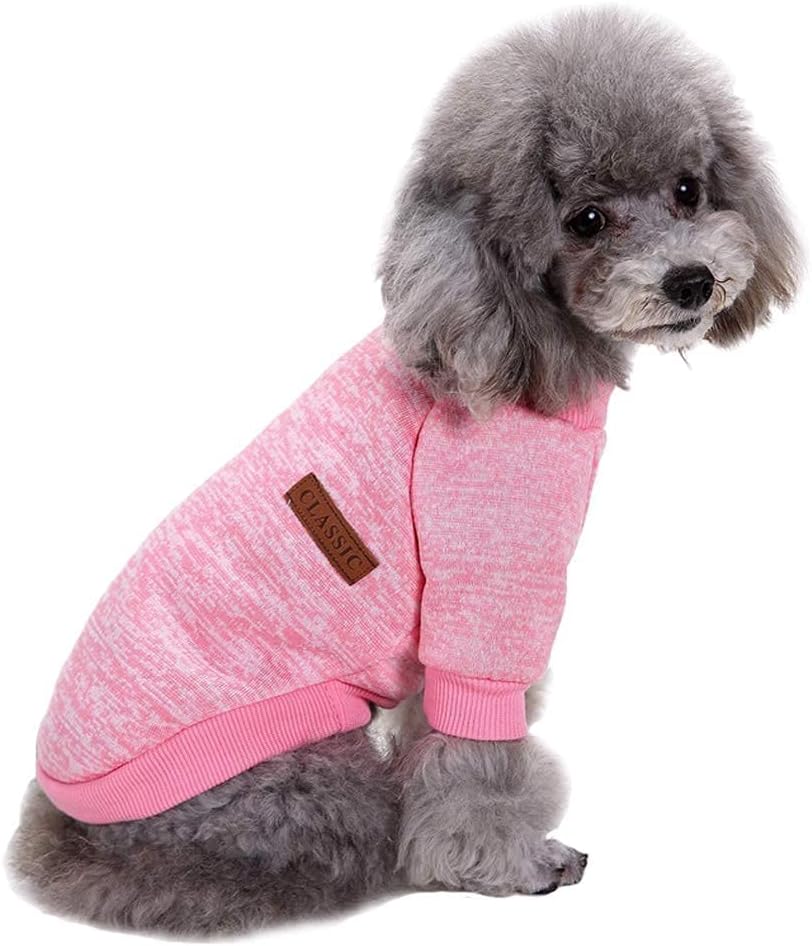 Jecikelon Dog Clothes Dogs Sweater Soft Puppies Clothing Winter Puppy Sweaters Warm Outfit for Dogs Small XXS XS Cat Apparel (Pink, XS)