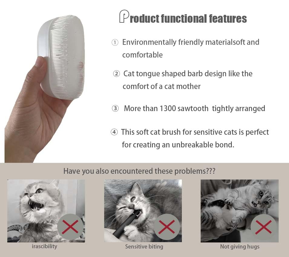 SoarExcelleryy Soft Fur Cat Brush - Over 1000 gentle cat tongue brushes with prickly serrations, suitable for sensitive cats - comfortable, lightweight, gentle, perfect for enhancing intimacy (Orange)