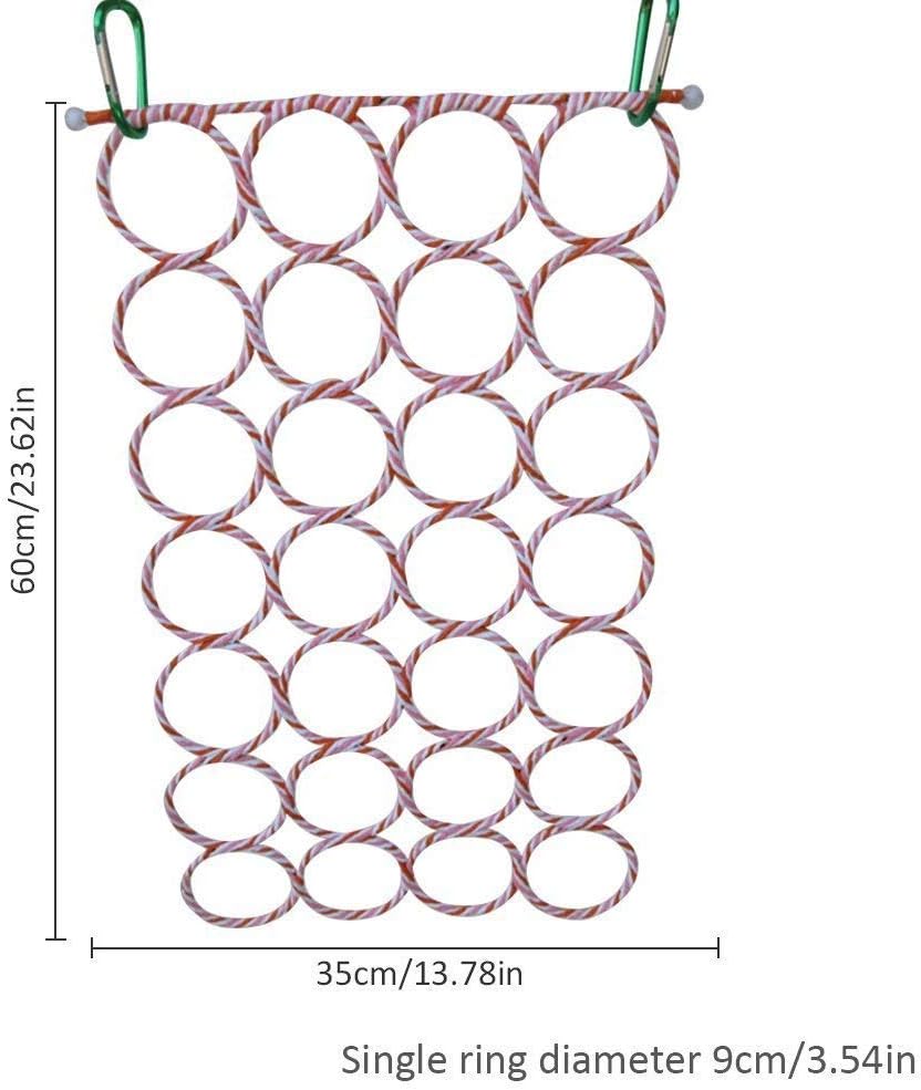 Bird Rat Climbing Rope Net Bird Swing, Parrot Cage Toys,Small Animal Activity Toy for Gerbil,Swing Hanging Play with Mirror for Macaw African Greys Parakeet Cockatoo Lovebirds (Bird Perch)