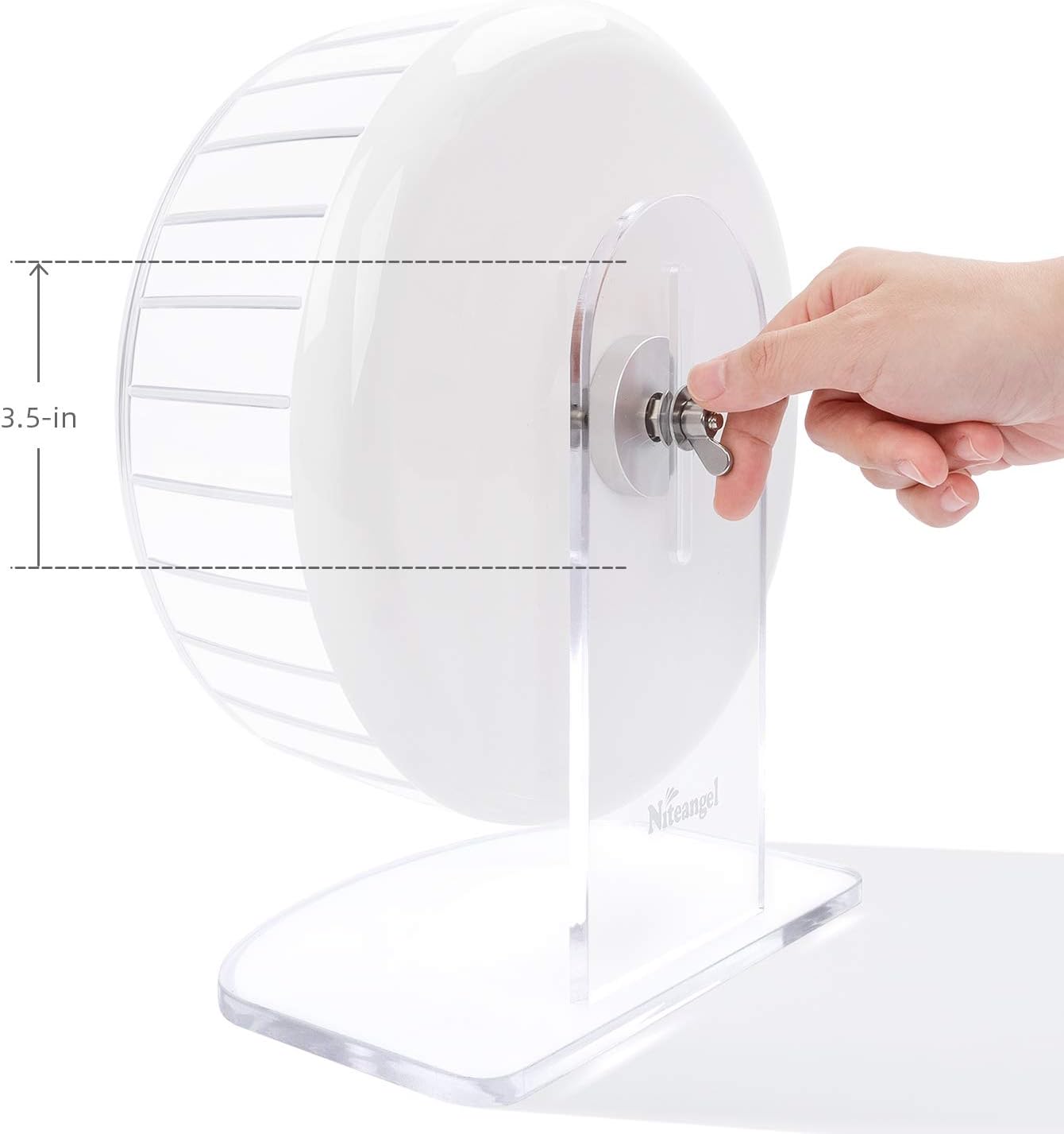 Niteangel Super-Silent Hamster Exercise Wheels: - Quiet Spinner Hamster Running Wheels with Adjustable Stand for Hamsters Gerbils Mice Or Other Small Animals (M, White)