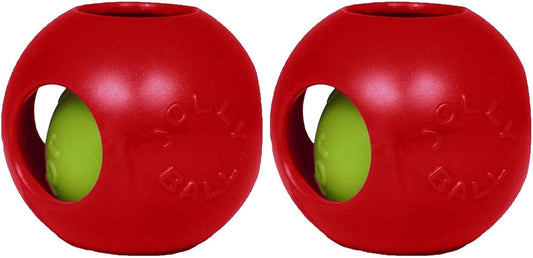 Jolly Pets Teaser Ball Dog Toy, Large/8 Inches, Red (Pack of 2)