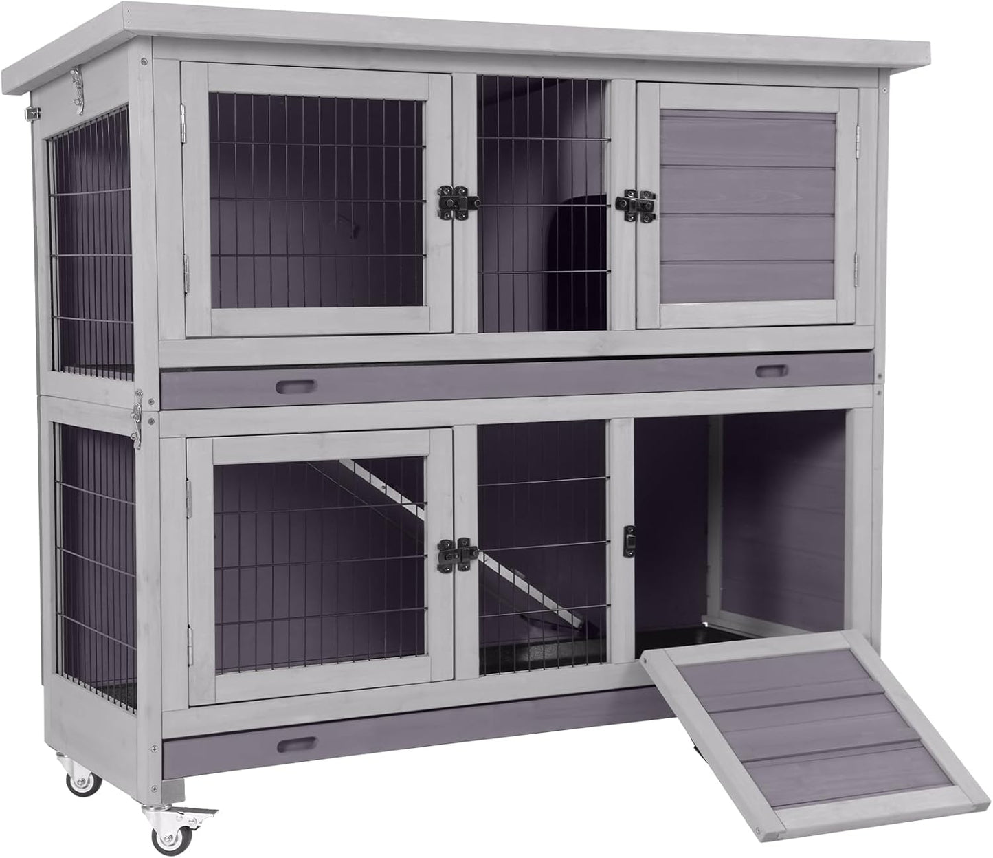 GUTINNEEN Folding Rabbit Hutch Indoor Bunny Cage in No Time Assemble Guinea Pig Cage Rabbit House Movable