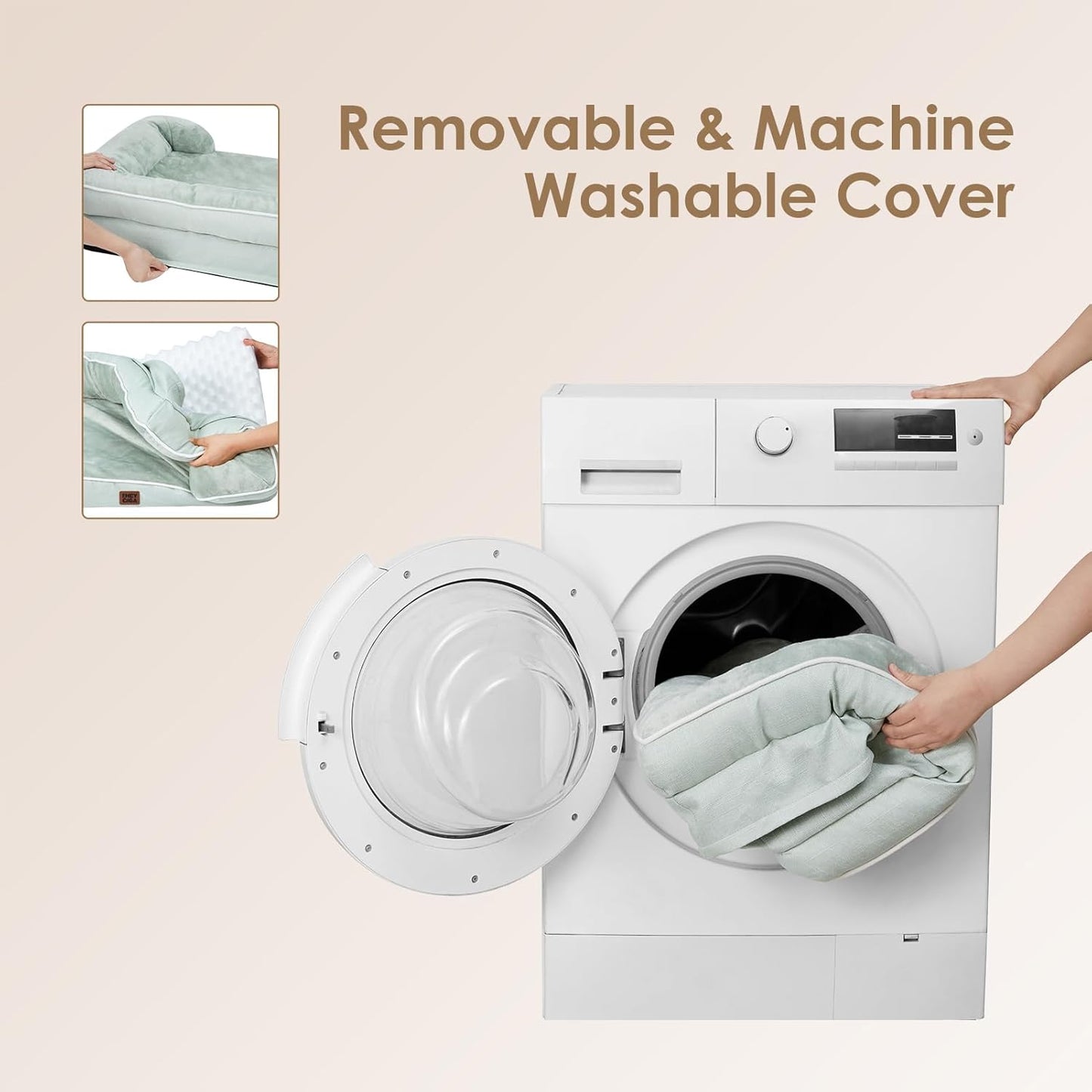 EHEYCIGA Orthopedic Dog Bed for Small Dogs, Waterproof Memory Foam Small Dog Beds with Sides, Non-Slip Bottom and Egg-Crate Foam Medium Pet Couch Bed with Washable Removable Cover, Sage Green