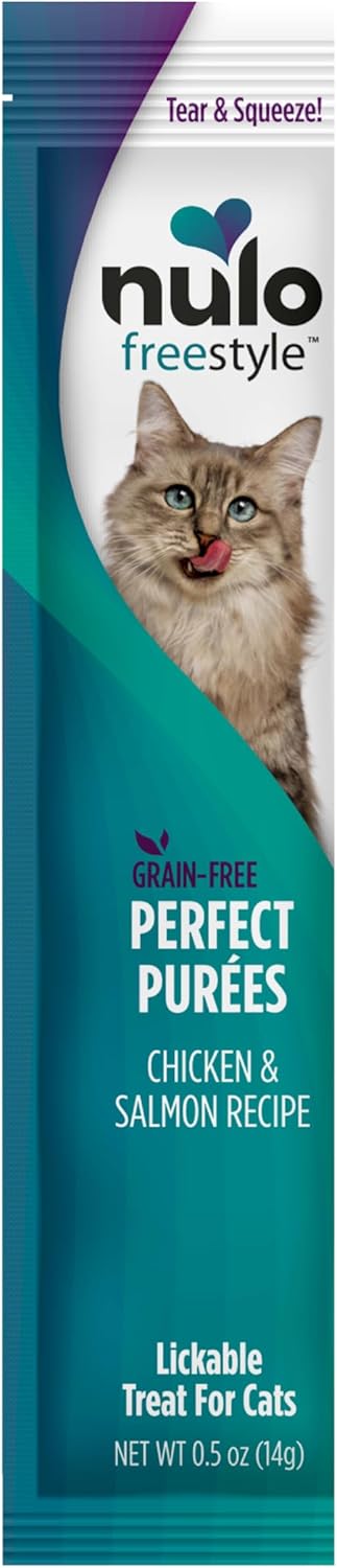 Nulo Freestyle Grain-Free Perfect Purees Premium Wet Cat Treats, Squeezable Meal Topper for Felines, High Moisture Content to Support Cat Hydration, 0.5 Ounces in Each Lickable Wet Cat Treat Pouch