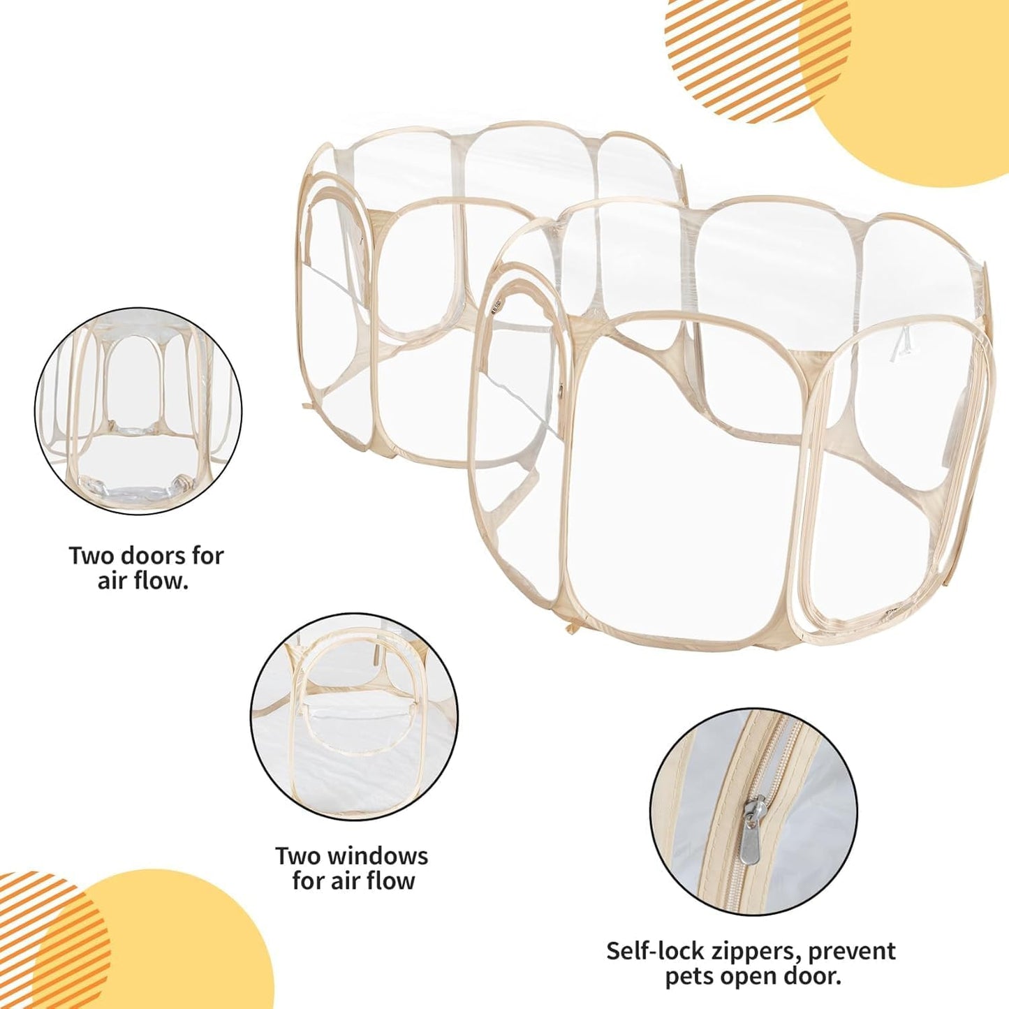 Cold Resistant Cat Playpen PVC Dog Playpen - Portable & Foldable Indoor Outdoor Puppy Playpen - Insulated 2-Room Dog TentCrate Cage Kennel, Playpen for Kitten, Small Animals Play Pen