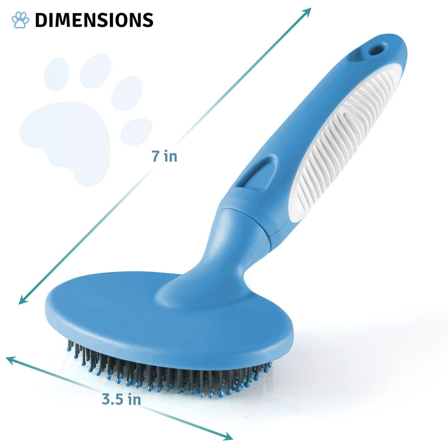 Round Bristle Pet Brush for Dogs and Cats - Soft Dog Brush for Grooming Short or Long Hair - Gentle Tool for Sensitive Skin Removes Dander, Dirt, and Detangles (Blue)