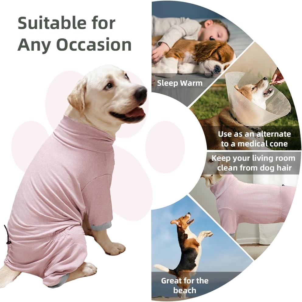 Dog Pyjamas PJS Sweater Clothes and Home Clothing Suitable for Large to Giant Breeds of Dogs, Dog Surgery Recovery Suit, Extra-Large Stretch Fabric, Four-Legged Clothes (Thin Pink, 6XL)