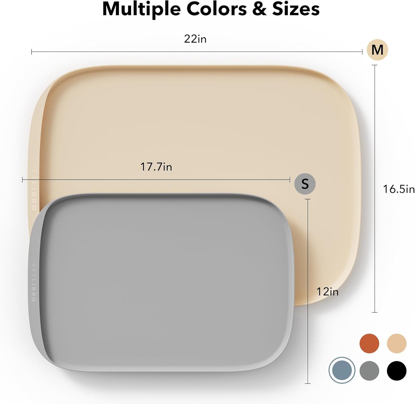 PETLIBRO Dog Food Mat, Safety Silicone Cat Food Mat for Feeder & Fountain, Waterproof Dog Bowl Mats, Raised Edge Spill Protection Floor, Cove Feeding Mat for Pet (Lake, 22'' x 16.5'')