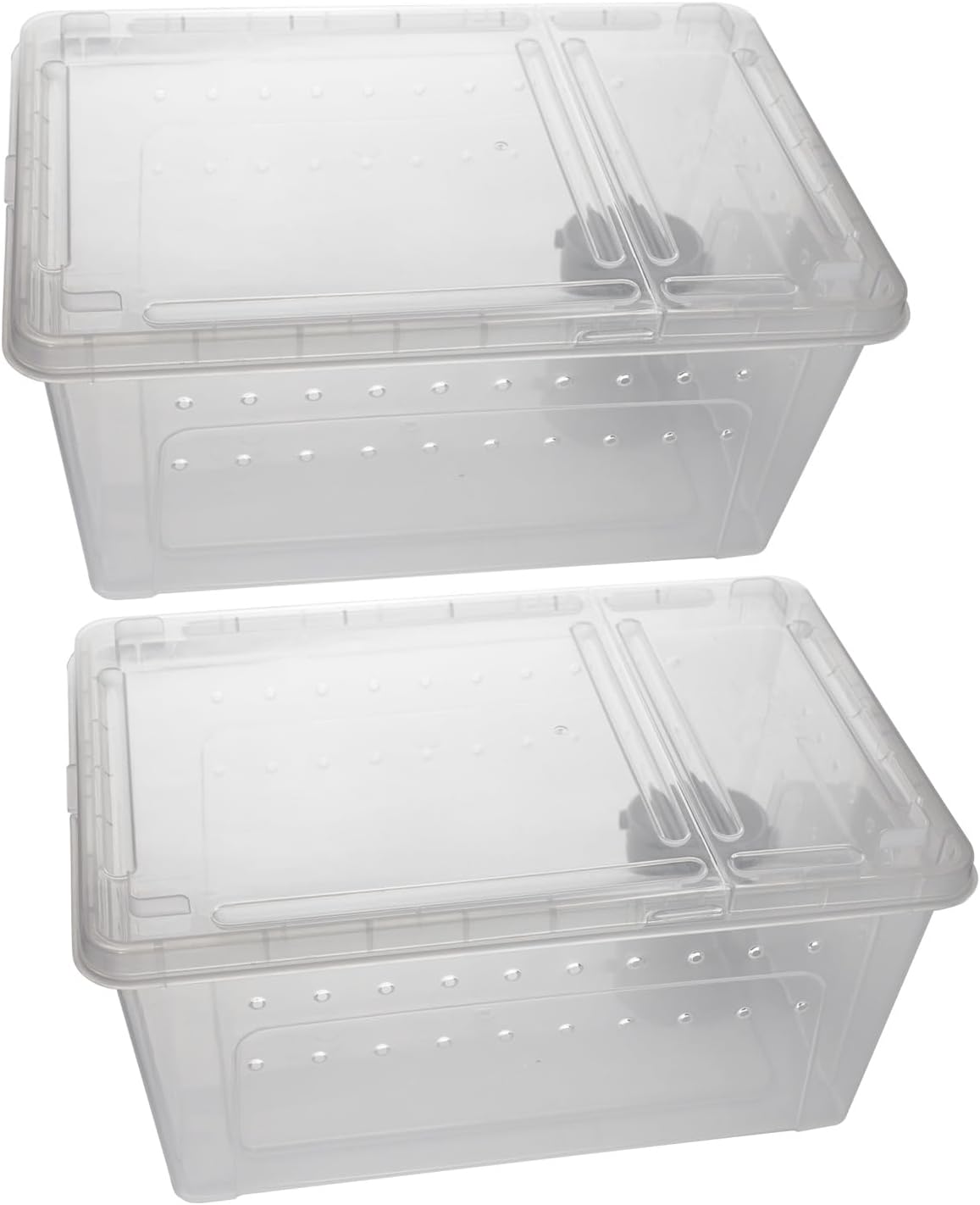 OMEM Portable Reptile Terrarium Habitat for Mini Pet Houses Breathable Holes Stackable Container (2PCS-L)