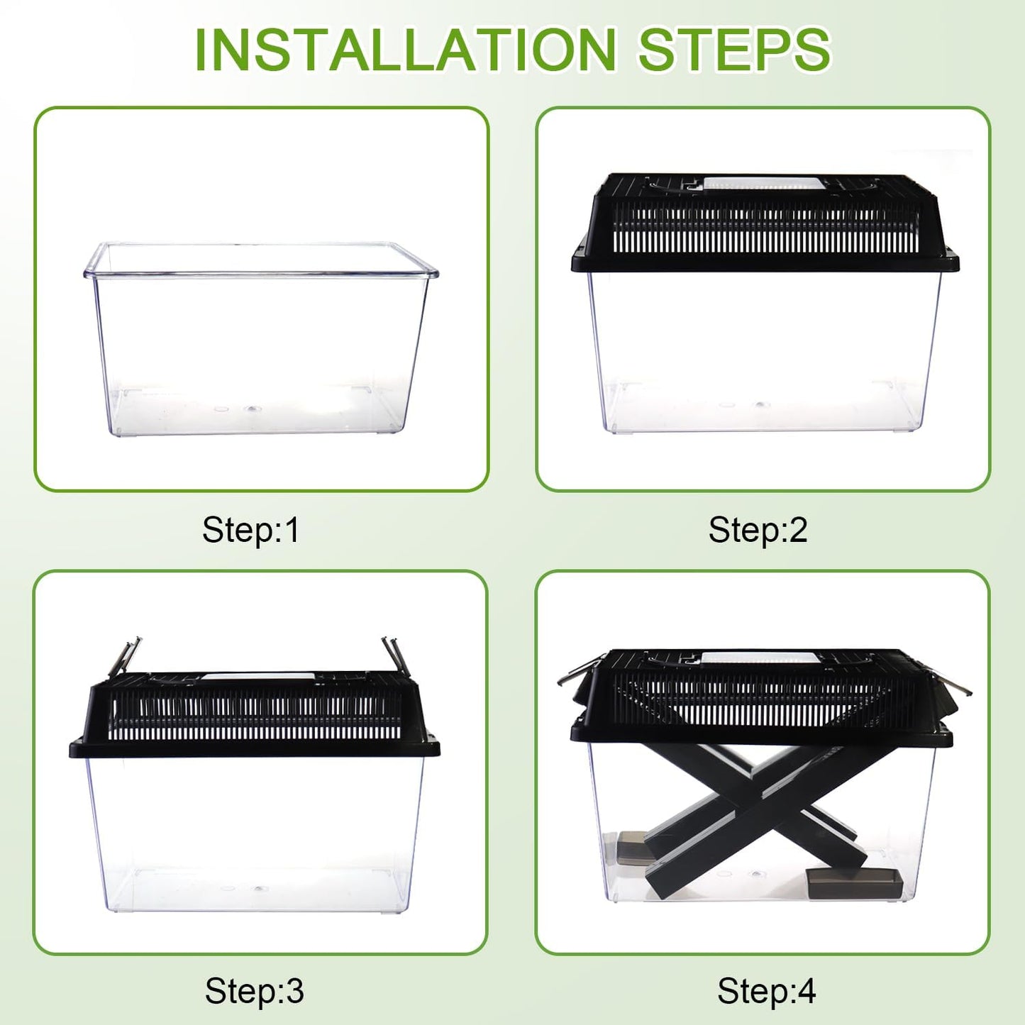 Reptile Cricket Keeper, Transparency Cricket Pen with Tubes, Insect Keeper with Water & Food Bowls for Bearded Dragon Gecko Lizards Chameleon Snake