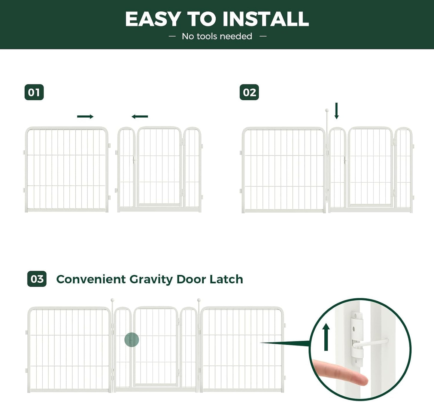 FXW Rollick Unleashed Dog Playpen for Indoor, Yard, RV Camping, 32 inch 32 Panels for Small and Medium Dogs, White│Patented