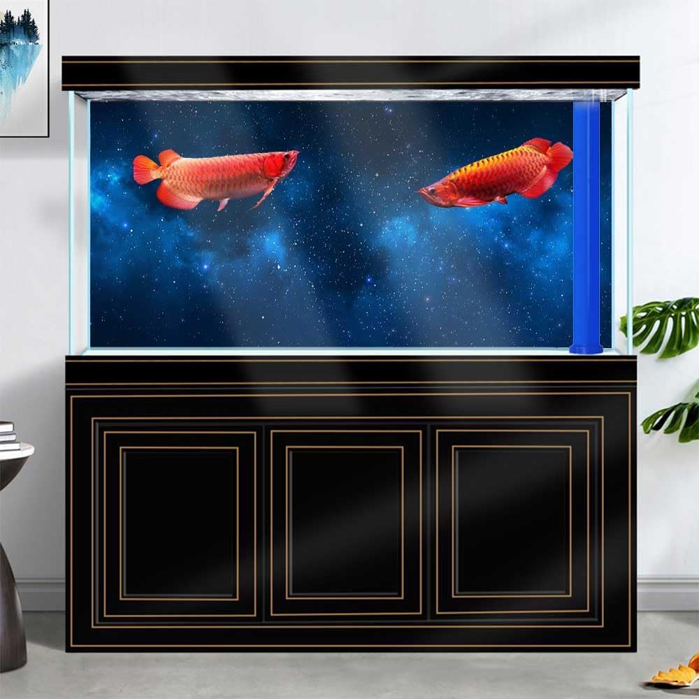 30X12IN Starry Aquarium Background, Art Starry Fish Tank Decorations Background, with 8 EVA Double-Sided Tape