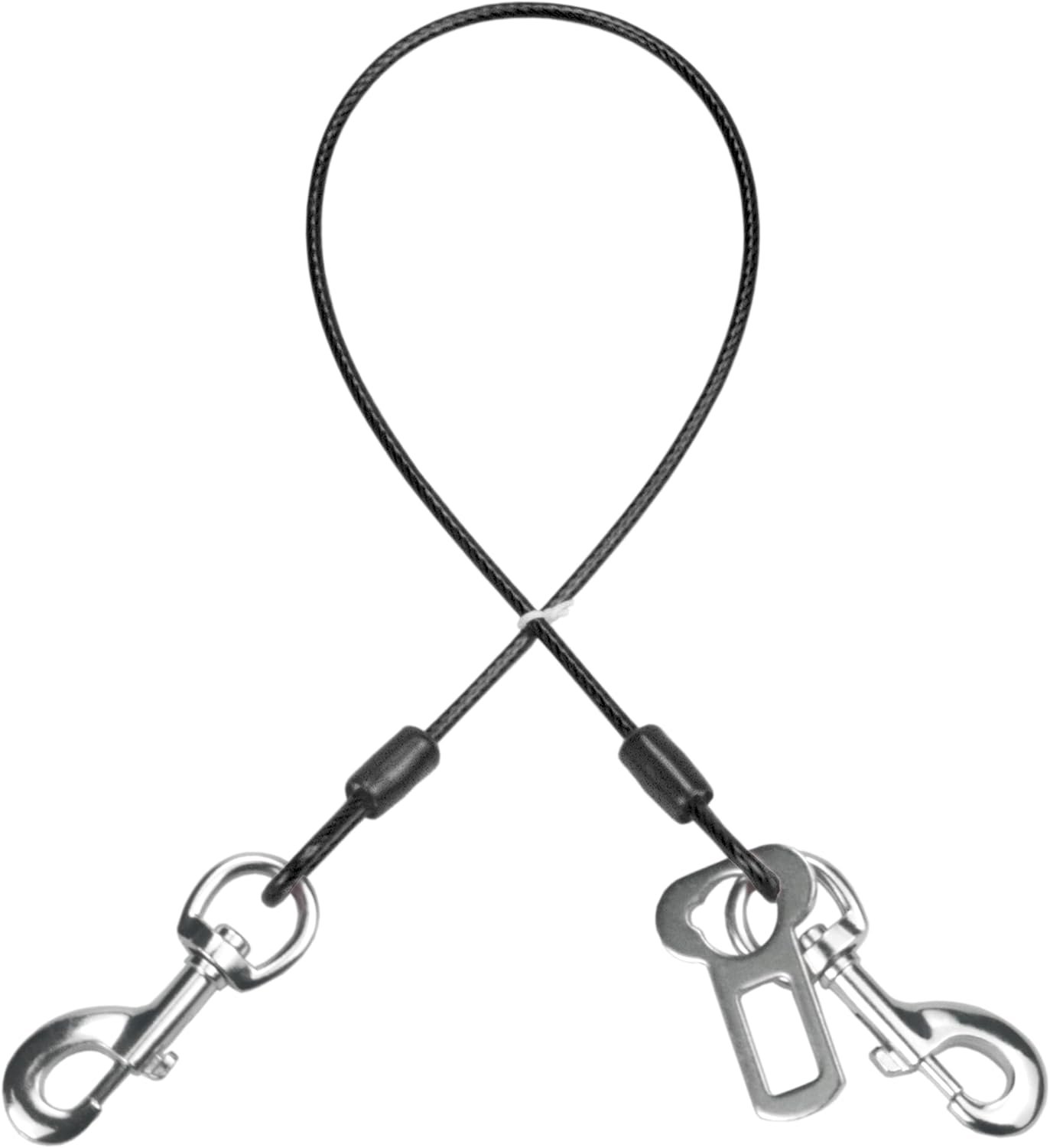 Dog Seat Belt Harness for Car,Dog Seatbelt of Coated Wire Leash Safety Restraint, No Chew Tether Cable Vehicle Dog Accessories, Double Clips & Latch Attachment (Black, 16 Inch/40 Cm)