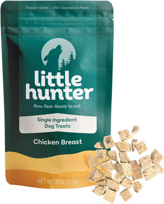 Little Hunter Freeze Dried Dog Treats - Chicken Breast - Raw Single Ingredient Chicken Breast Dog Treats for Snacks, Training, Dog Food Toppers - All Natural, Healthy Dog & Puppy Treats, 2 oz