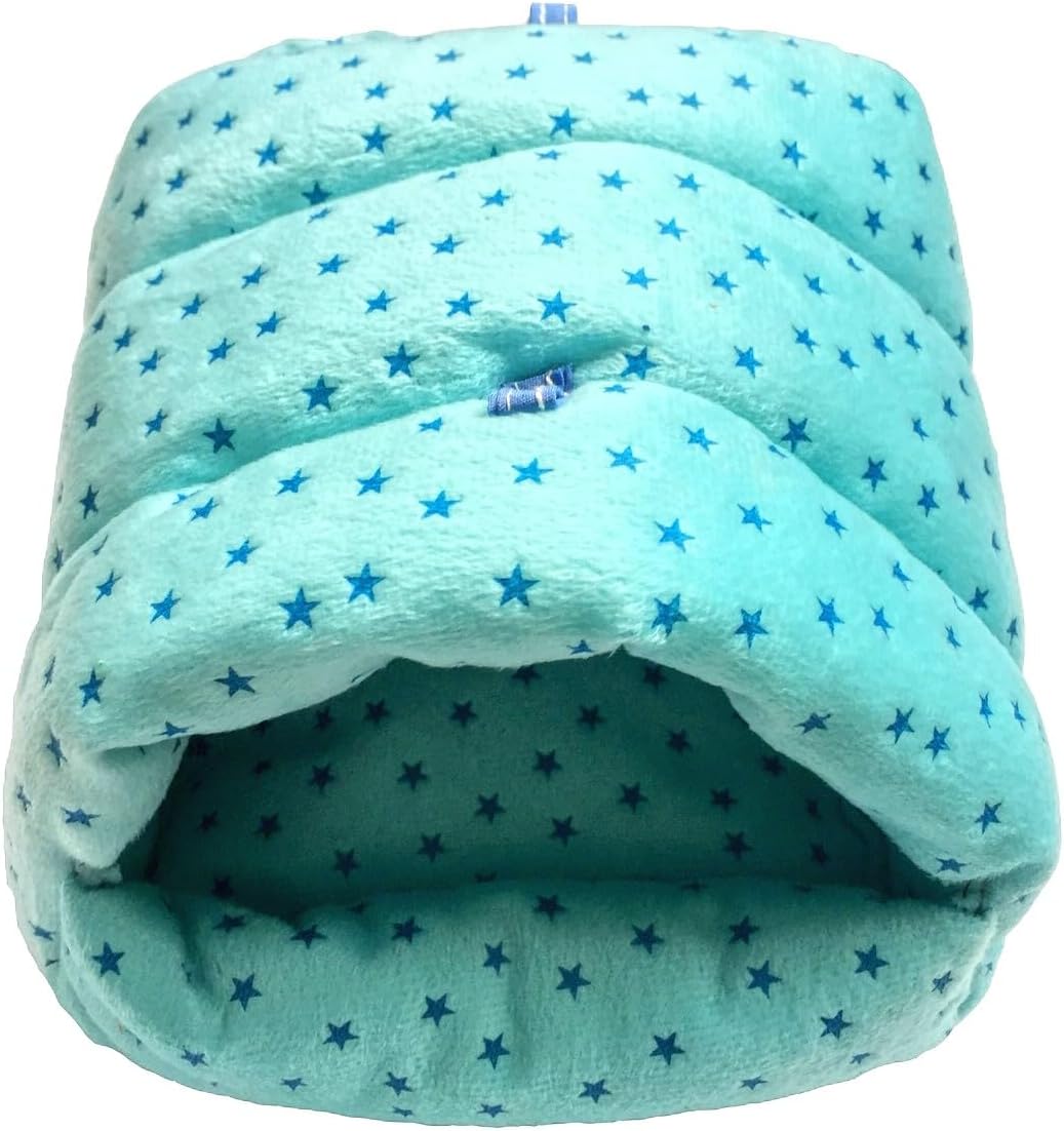 WOWOWMEOW Guinea Pig Cave Bed Small Animals Warm Cage Hanging Bed for Rat, Chinchilla, Hedgehog, Rabbit (L, Star-Blue)