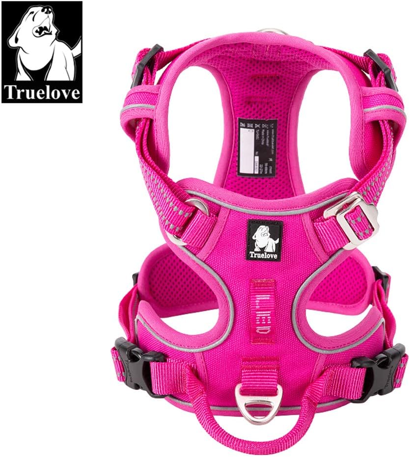 TRUE LOVE Dog Harness No Pull Nylon Reflective Pet Harness Adjustable Comfortable Control Step-in Brilliant Colors Truelove TLH56512 XS Fuchsia