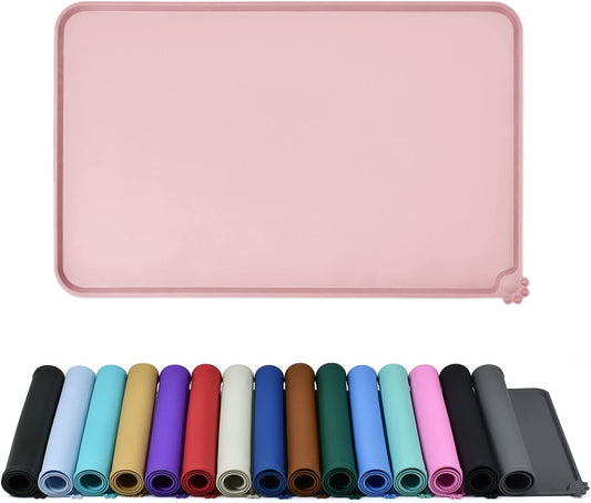 Waterproof Pet Feeding Mat with High Raised Edges, Heavier and Thicker Placemats for Cat Dog Water Bowl with BPA Free, Dogs Cats Food Mats for Messy Drinkers to Prevent Spill and Protect Floors