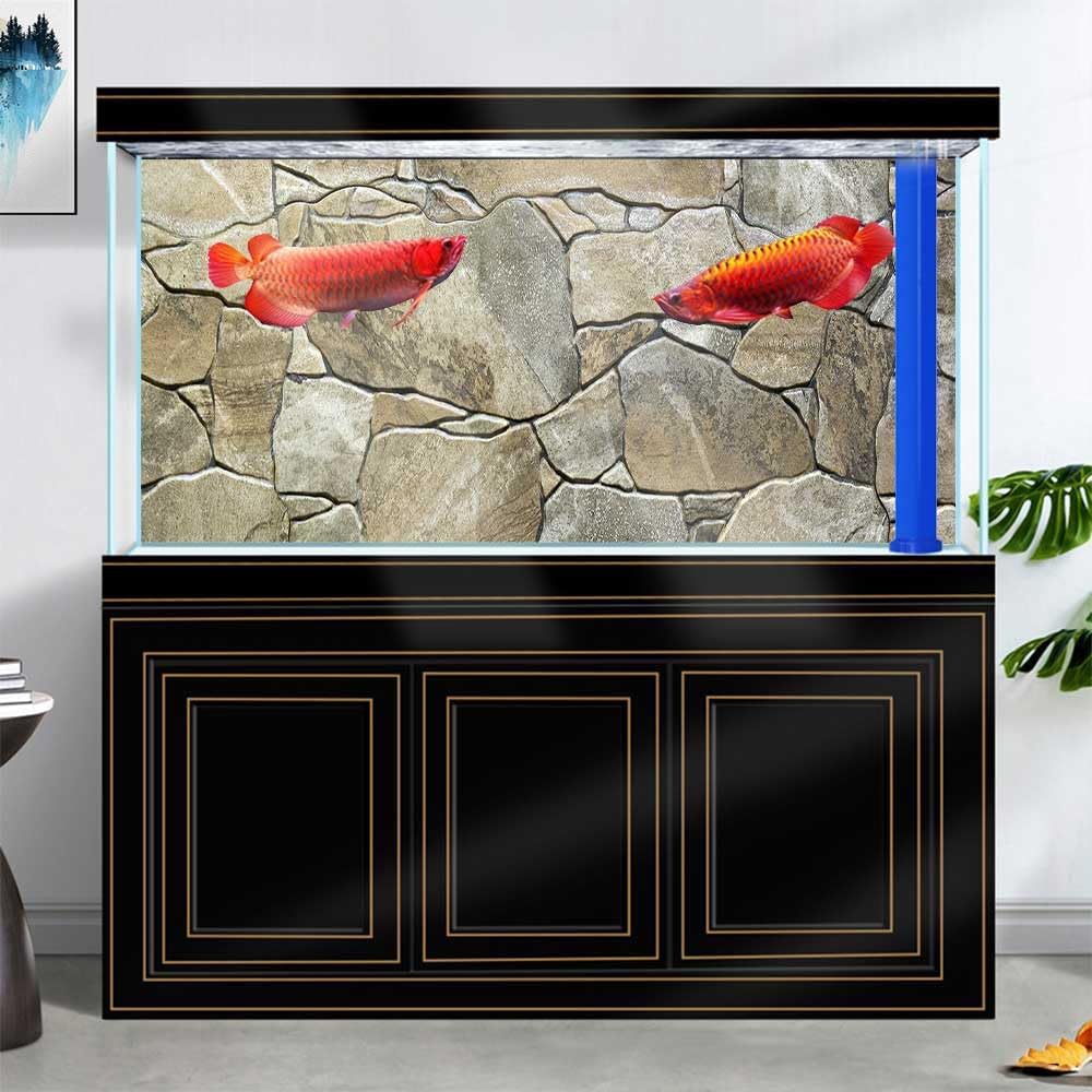 72X24IN Marble Aquarium Background, Art Marble Aquarium Background, Natural Marble Glass Terrarium Background with 8 EVA Double-Sided Tape