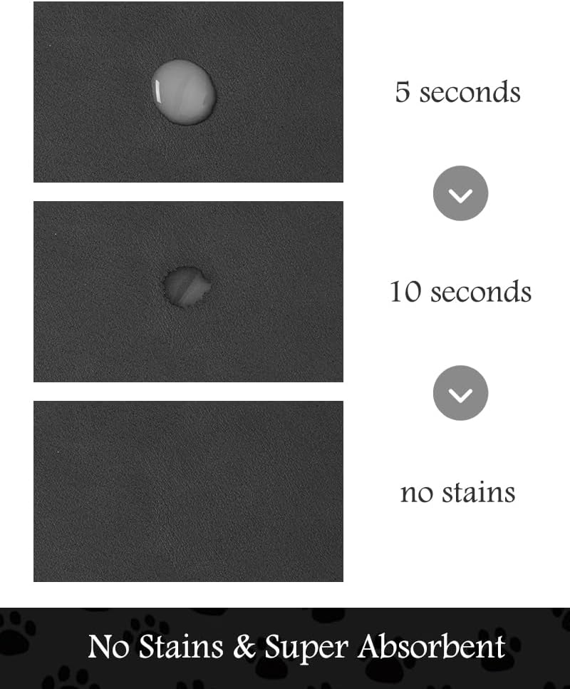 Pet Feeding Mat-Absorbent Dog Mat for Food and Water Bowl-No Stains Quick Dry Water Dispenser Mat-Dog Accessories Pet Supplies-Bowl for Messy Drinkers（Black,12"x19"