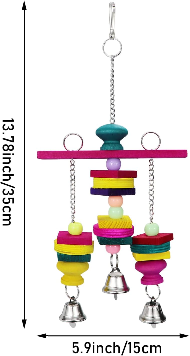 Litewoo Bird Parrot Parakeet Toys, Colorful Bite Wood Swing Toy for Small Medium Parakeet Cockatiel Budgie Cockatoo Macaw Conure Parrot（C）