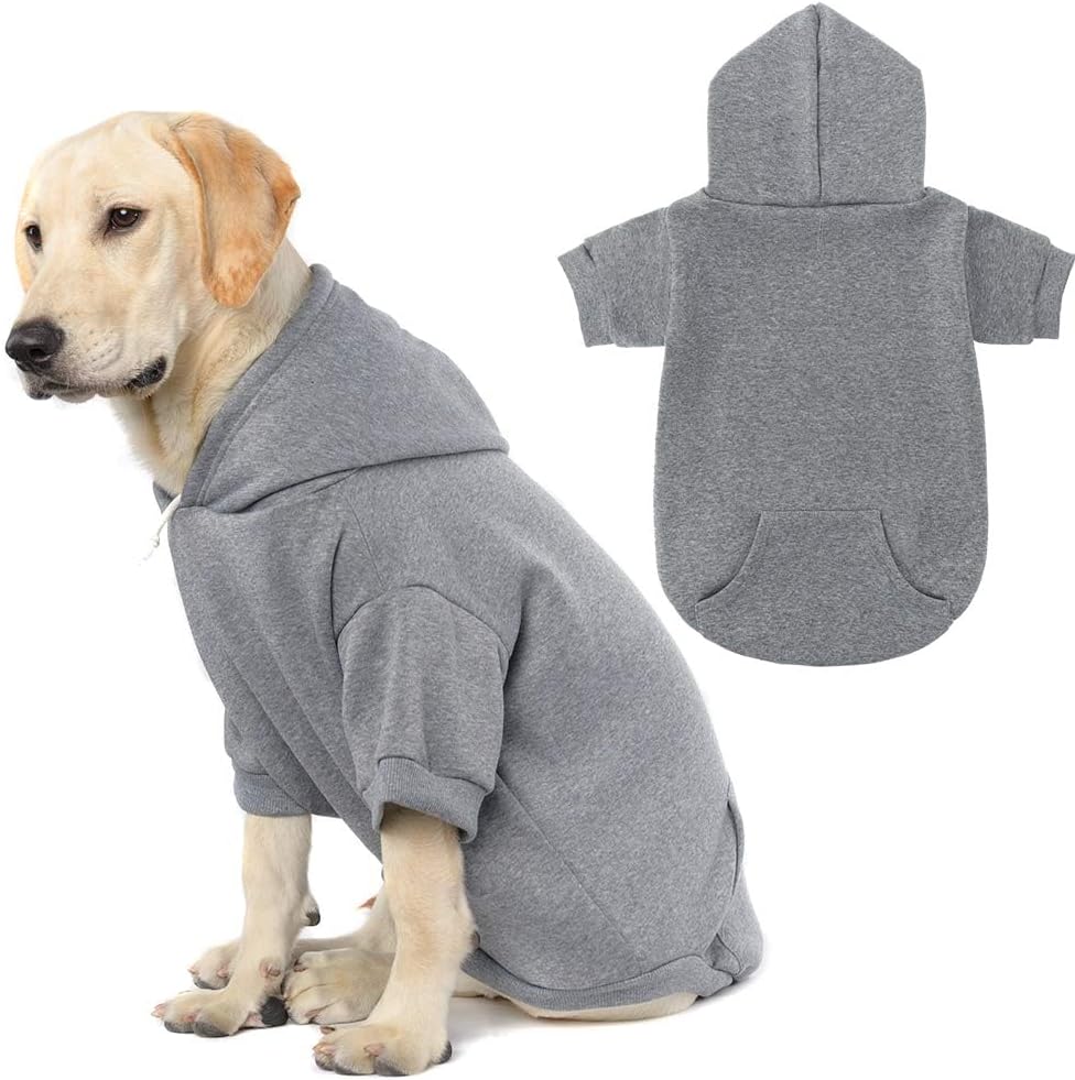 KOOLTAIL Basic Dog Hoodie - Soft and Warm Dog Hoodie Sweater with Leash Hole and Pocket, Dog Winter Coat, Cold Weather Clothes Sweatshirt for Small Medium Large Dogs Puppy Cat Boys Girls Grey XXL