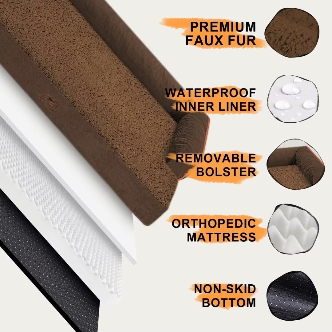 Small Dog Bed Orthopedic Washable Cat Bed Memory Foam Couch Sofa Comfy Pet Beds with Waterproof Removable Cover & Non-Slip Bottom