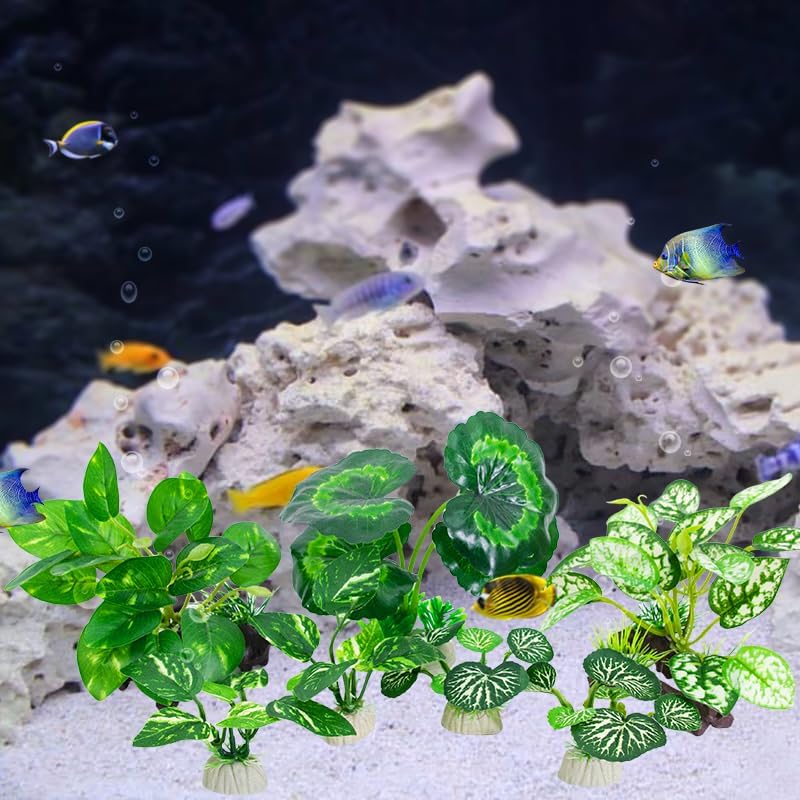 Betta Fish Tank Accessories 7 Pack Silk Aquarium Plants Decoration Artificial Fish Tank Plants Set for Aquariums Decor
