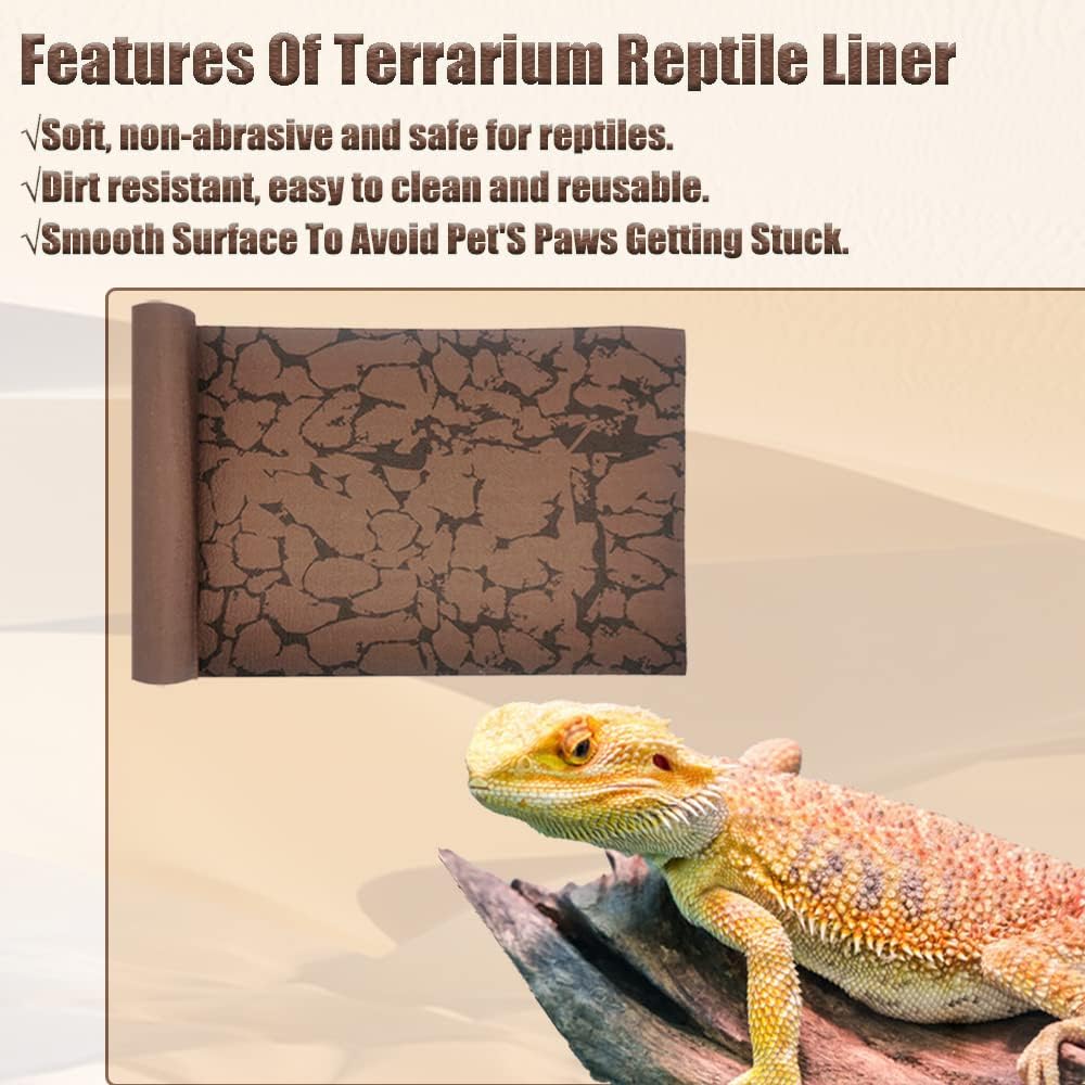 Tfwadmx 2 PCS Reptile Carpet Sand Mat Pet Terrarium Liner Lizard Bedding Mat Substrate Leopard Gecko Tank Accessories for Tortoise Turtle Snake Chameleon with Tweezers 16x23In