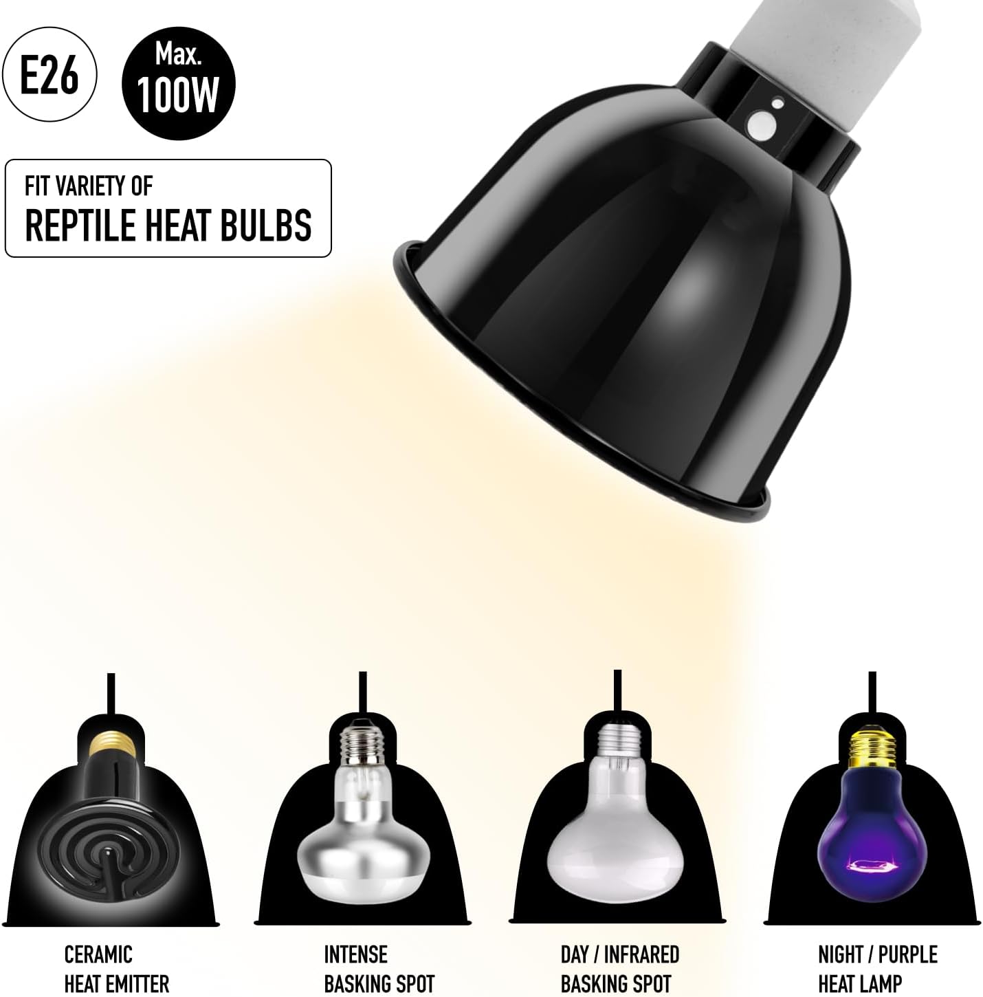 Reptile Light Fixture, 5.5'' Standard Dome, Fits Reptile Heat Lamp Bulb/Ceramic Heat Emitter, Reptile Heat Lamp Fixture