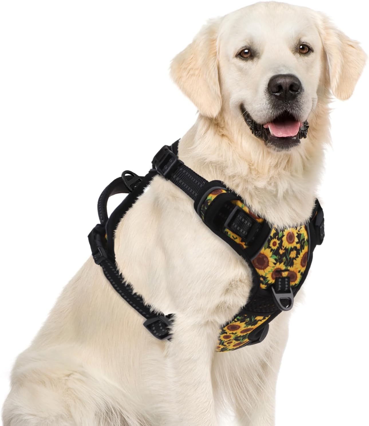 PUPTECK No Pull Dog Harness for Large, Adjustable Reflective Dog Harness with Handle Easy Control, Comfortable Soft Padded Pet Vest Harness for Extra Large Dogs, Sunflower XL